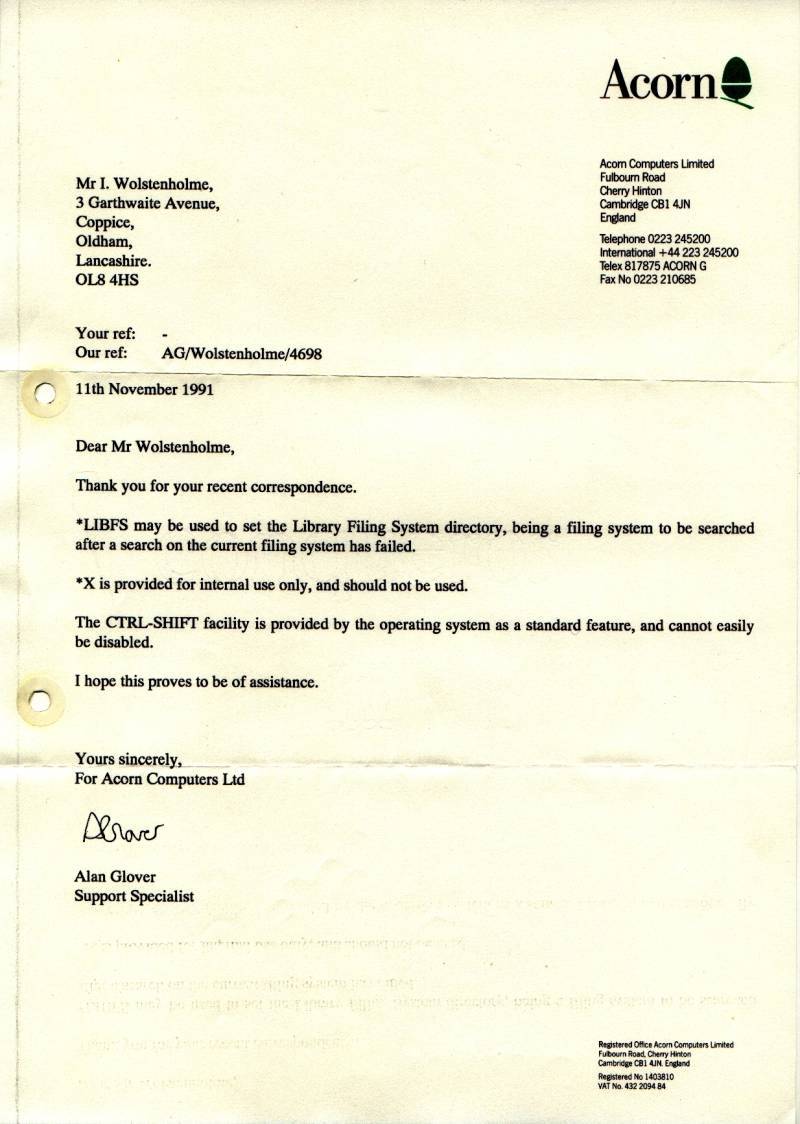 Acorn 11th November 1991